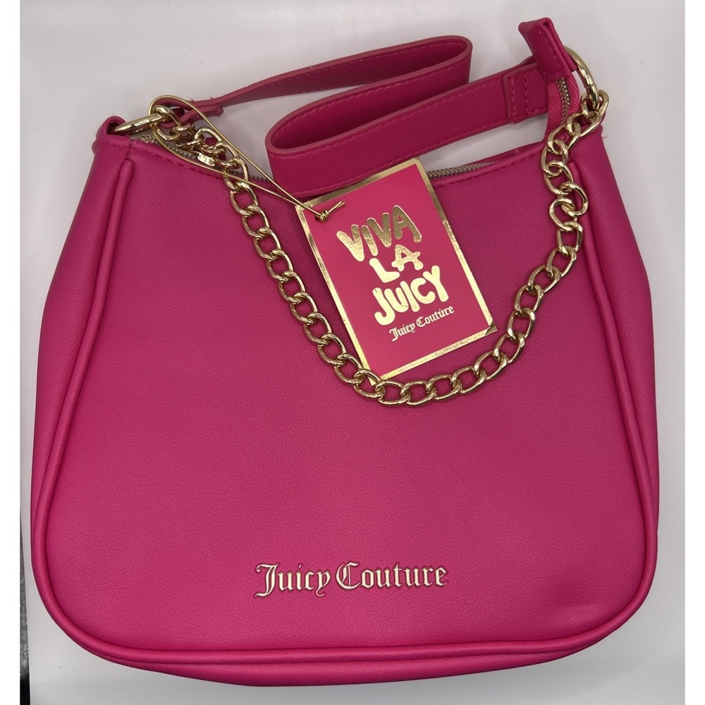 NEW NWT WOMEN JUICY COUTURE PINK GOLD CHAIN HOBO SHOULDER BAG PURSE HANDBAG